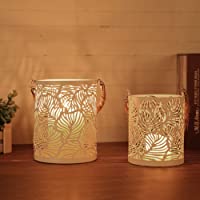 GoMaihe Portavelas Hueco con Asa- Set de 2 Candelabros Decorativos de Velas 16x13cm-13x11cm- Candelabro Decoración de…
